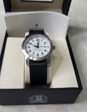 Victorinox Cavendish Stainless Steel White Dial Watch with Black Strap